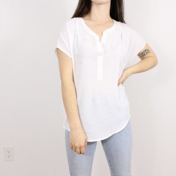 Icone White Short  Sleeve Blouse with Arrows - Picture 2 of 7